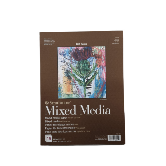 Strathmore A4 Pad Mixed Media (22.9X30.5 CM x 15 sheets) 300 g/m2 natural white paper color 400 Series Heavyweight (12*9 IN)